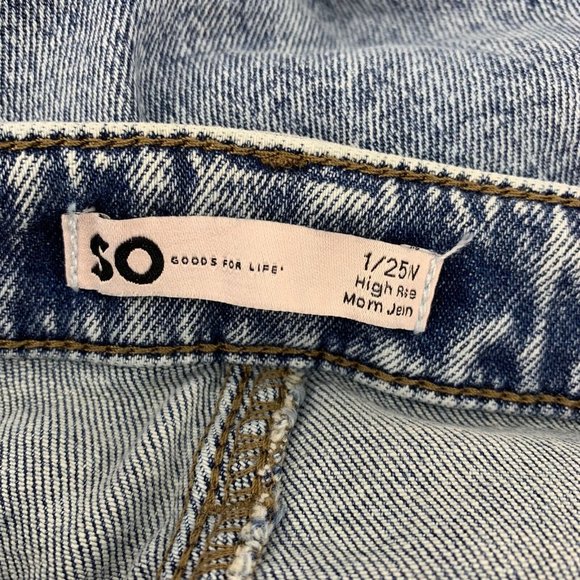 SO High Rise Mom Jeans Acid Wash Button Fly Juniors Size 1 25 Waist - Picture 2 of 6